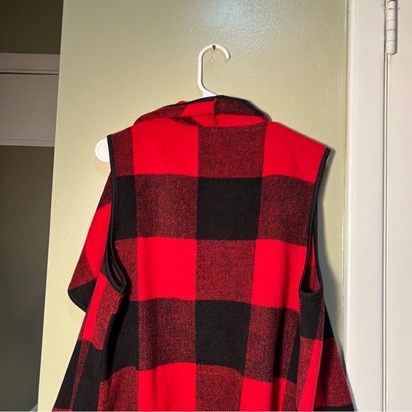Yacun Sleeveless Waterfall Vest Red Black Buffalo Plaid L - Picture 6 of 9